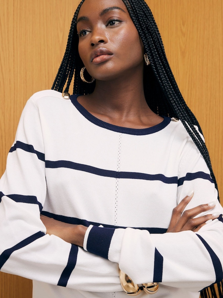 River Island Blue Long Sleeve Stripe Knitted Top - Image 4 of 4 River Island Blue Long Sleeve Stripe Knitted Top - Image 4 of 4