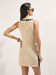 River Island Cream Sleeveless Knitted Cornelli Mini Dress - Image 2 of 4