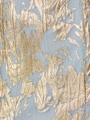 Adrianna Papell Blue Foil Leaf Mermaid Gown - Image 3 of 6