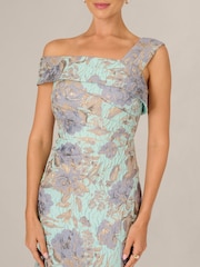 Adrianna Papell Blue Petite Floral Jacquard Mermaid Dress - Image 5 of 6