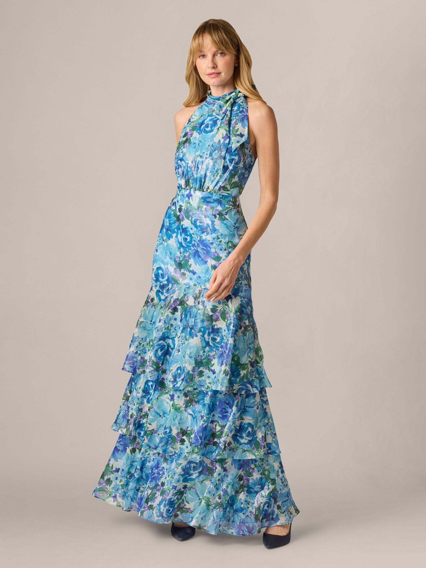 Buy Adrianna Papell Blue Petite Glazed Chiffon Gown from Next USA