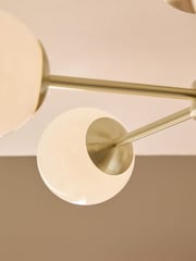 MADE.COM Brass/ Opal Globe 5 Light Flush Ceiling Light - Image 5 of 6