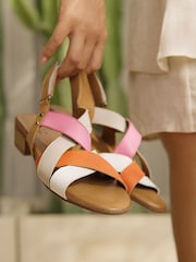 Lunar Orange Olympia Heel Lea. Sandals - Image 1 of 6