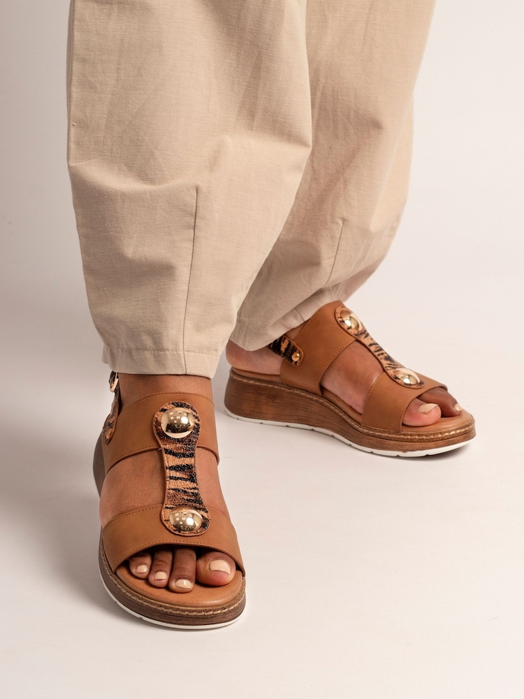 Lunar Brown Georgia Wedge Sandals - Image 1 of 6