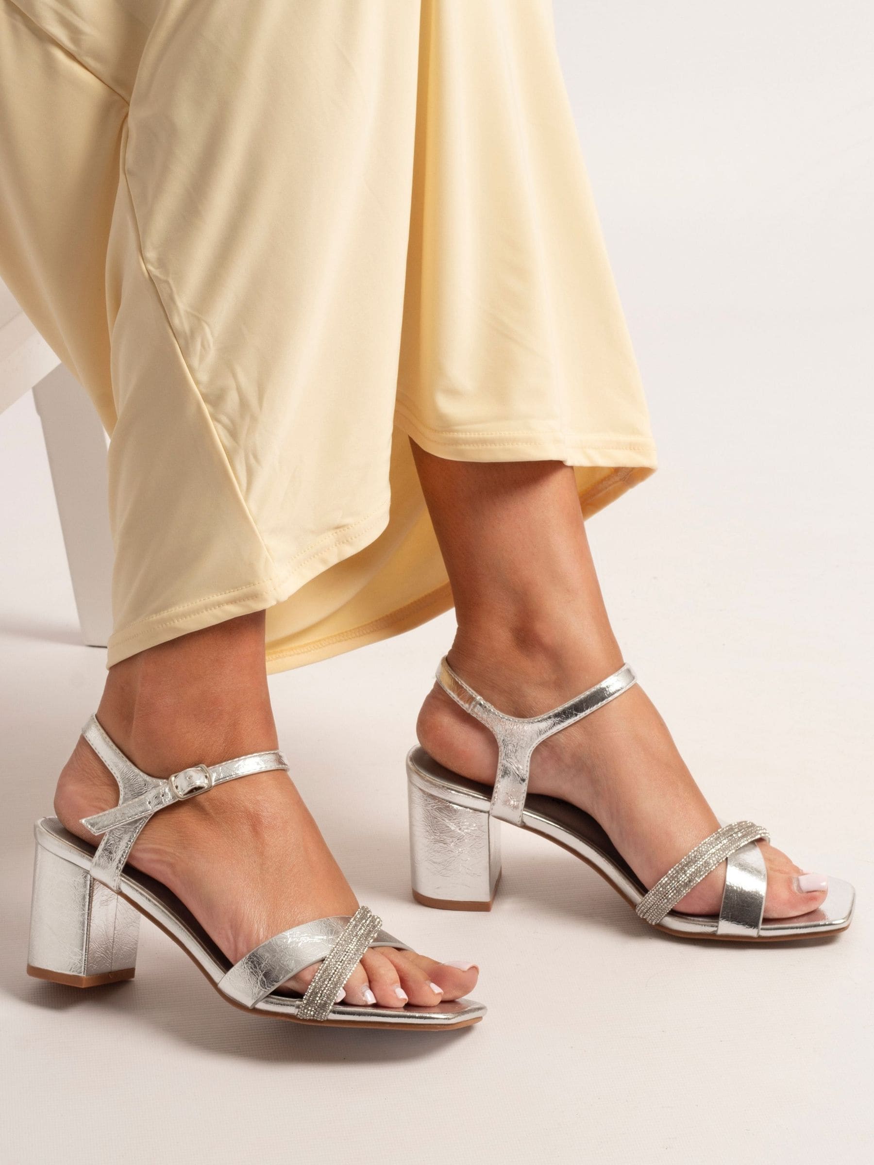 Buy Lunar Silver Jodi Heel Sandals from Next USA