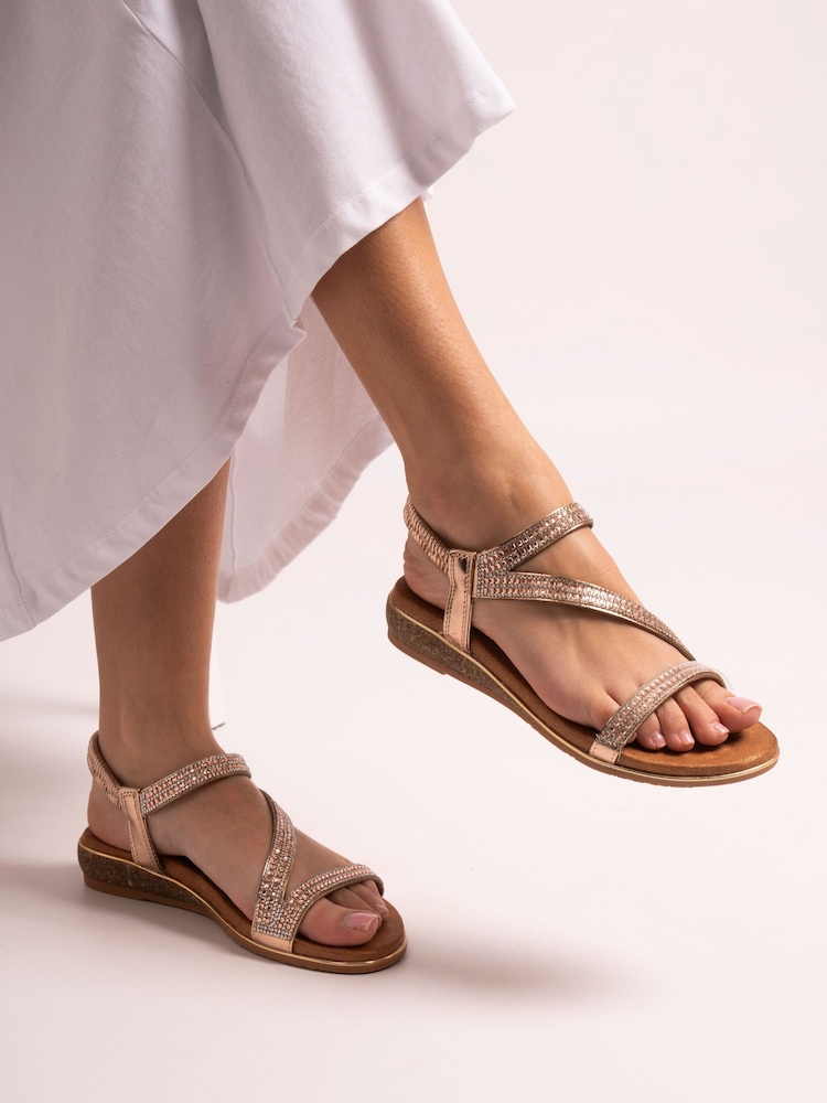 Lunar Pink Rose Gold Jazmine Wide Fit Sandals - Image 2 of 2