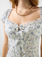 Joe Browns White Petite Joe's Favourite Floral Crinkle Cotton Dress - Image 3 of 6