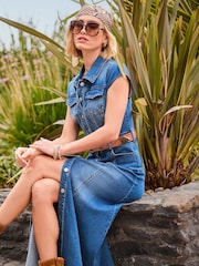 Joe Browns Blue Petite Sara Stretch Denim Maxi Dress - Image 1 of 6