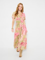 Joe Browns Green Petite Prettiest Patchwork Print Dress - Image 2 of 6