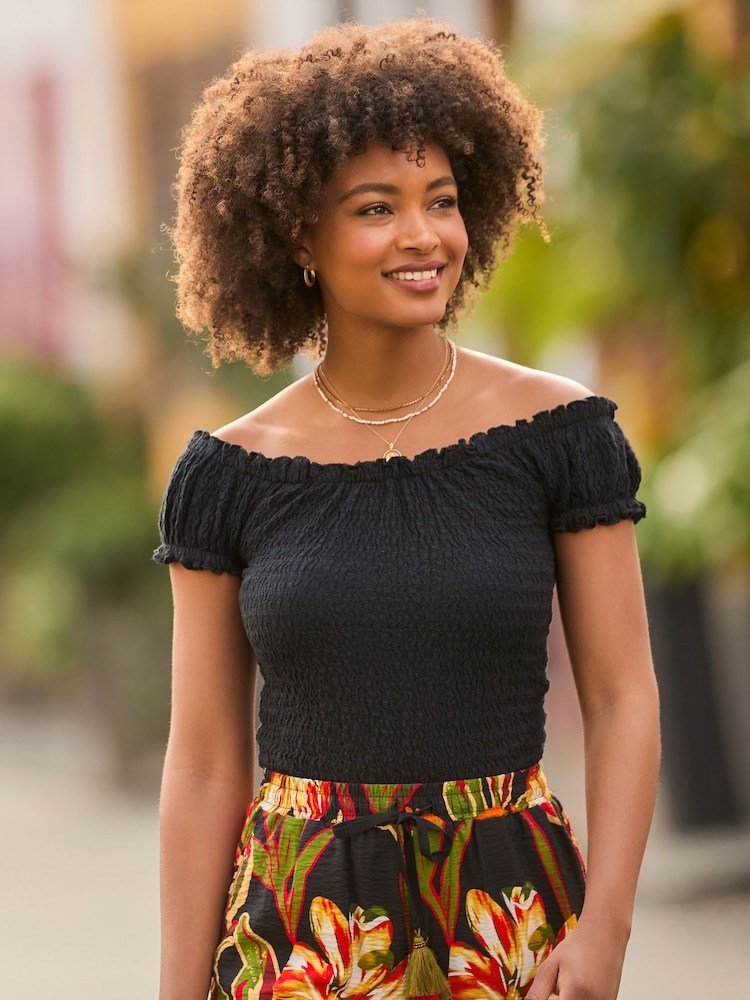 Joe Browns Black Beautifully Boho Textured Jersey Top - Image 1 of 7