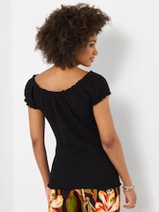 Joe Browns Black Beautifully Boho Textured Jersey Top - Image 4 of 7