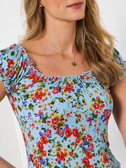 Joe Browns Blue Ditsy Dream Printed Boho Top - Image 2 of 5