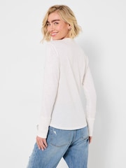 Joe Browns White Fabulous Floral Embroidered Henley Top - Image 4 of 6