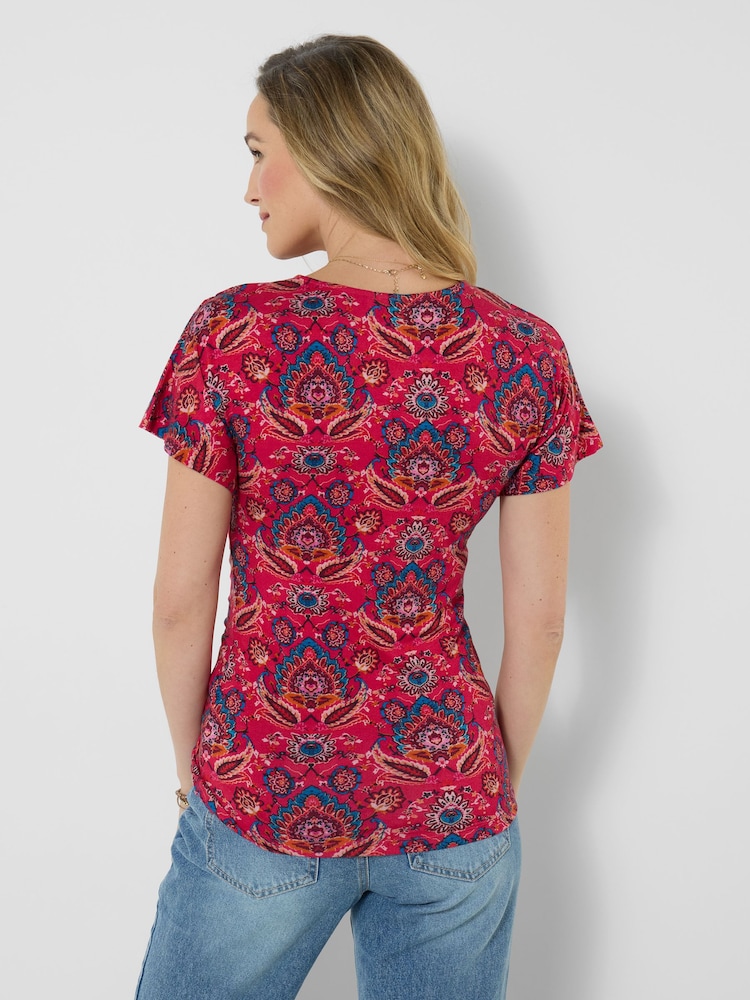 Joe Browns Summer Spice Ruched Side Jersey Top - Imaginea 2 din 5