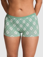 Victoria's Secret Pink Green Argyle Print Boyshort Ribbed Seamless Knickers - Image 1 of 2
