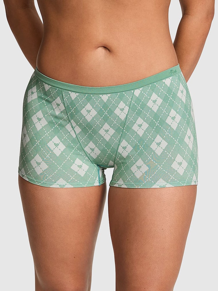 Victoria's Secret Pink Green Argyle Print Boyshort Ribbed Seamless Knickers - Image 1 of 2 Victoria's Secret Pink Green Argyle Print Boyshort Ribbed Seamless Knickers - Image 1 of 2