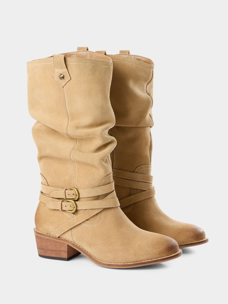 Joe Browns Brown Drifter Suede Slouch Boots - Image 2 of 4