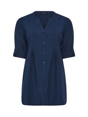 Evans Blue Linen Blend Pintuck Shirt - Image 5 of 5
