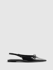 River Island Black Double Bow Slingback Flat Shoes - Image 1 of 5