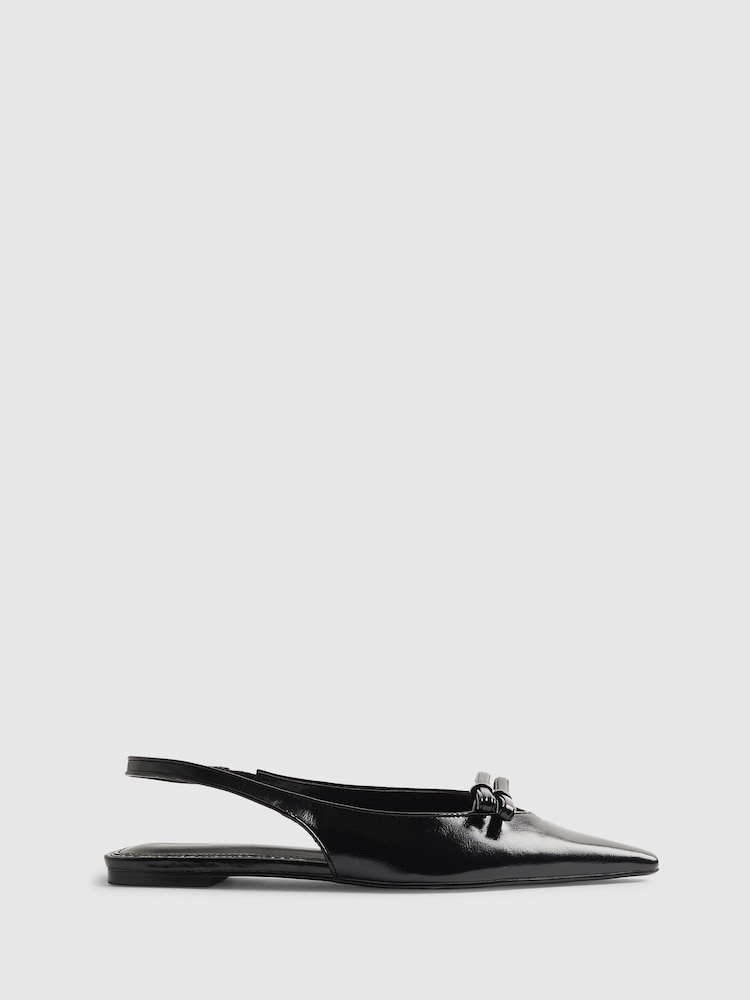 River Island Black Double Bow Slingback Flat Shoes - Image 1 of 5