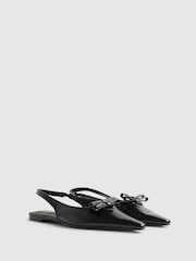 River Island Black Double Bow Slingback Flat Shoes - Image 2 of 5