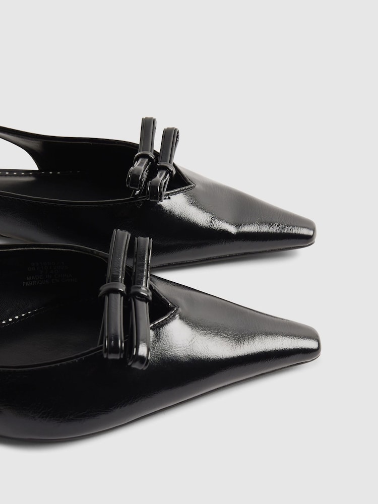 River Island Black Double Bow Slingback Flat Shoes - Image 5 of 5