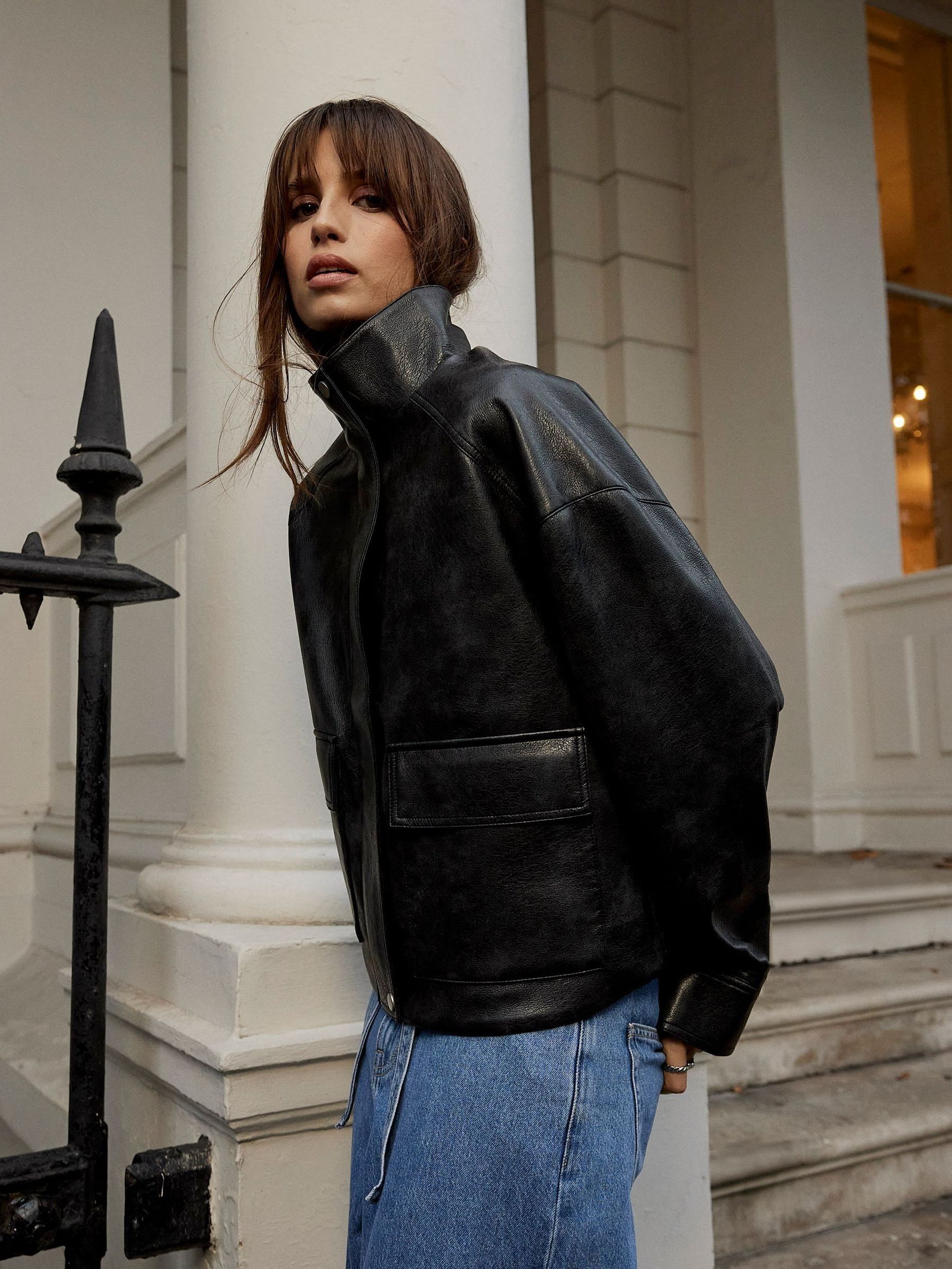 ジャケット・アウター high neck wool bomber jacket Arctic High Neck Oversized Bomber Jacket - Black