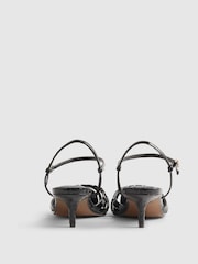 River Island Black Croc Patent Caged Detail Court - Image 4 of 6