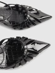 River Island Black Croc Patent Caged Detail Court - Image 5 of 6