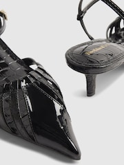 River Island Black Croc Patent Caged Detail Court - Image 6 of 6