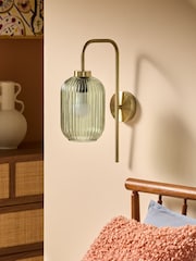 MADE.COM Green Briz Ribbed Glass Wall Light - Image 2 of 7