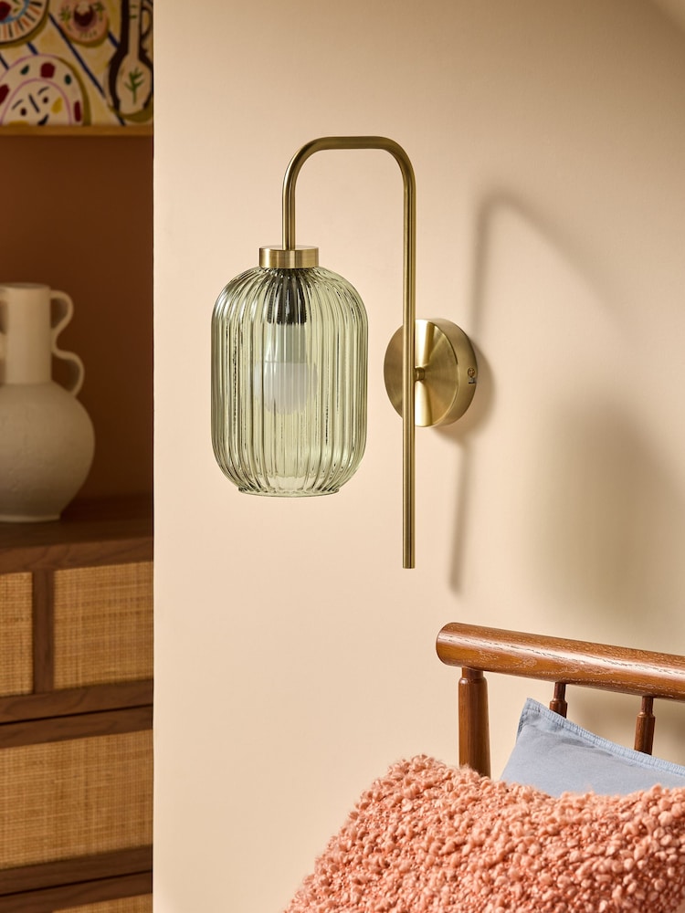 MADE.COM Green Briz Ribbed Glass Wall Light - Image 2 of 7 MADE.COM Green Briz Ribbed Glass Wall Light - Image 2 of 7