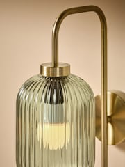 MADE.COM Green Briz Ribbed Glass Wall Light - Image 3 of 7