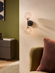 MADE.COM Black/ Brass Globe Wall Light - Image 1 of 5