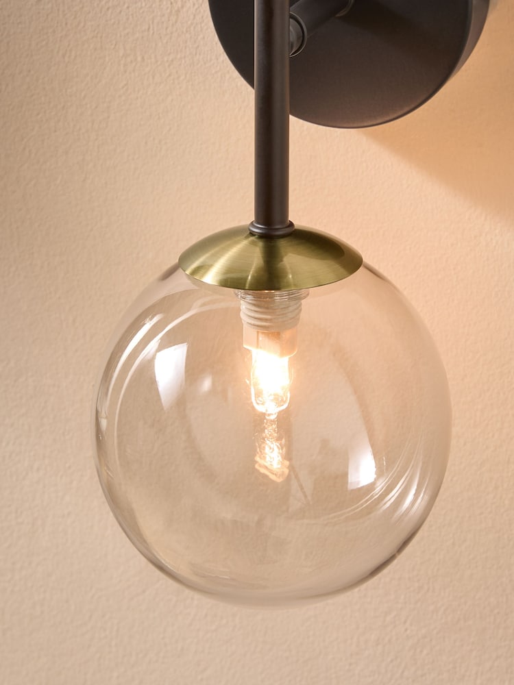 MADE.COM Black/ Brass Globe Wall Light - Image 2 of 5