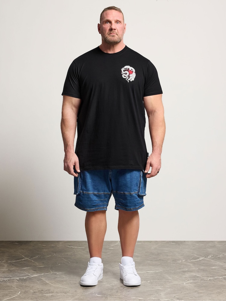 BadRhino Big & Tall Black Long Longline Japanese Tiger T-Shirt - Image 2 of 7