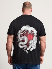 BadRhino Big & Tall Black Long Longline Japanese Tiger T-Shirt - Image 3 of 7