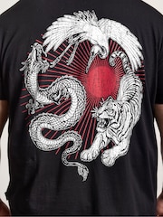 BadRhino Big & Tall Black Long Longline Japanese Tiger T-Shirt - Image 4 of 7