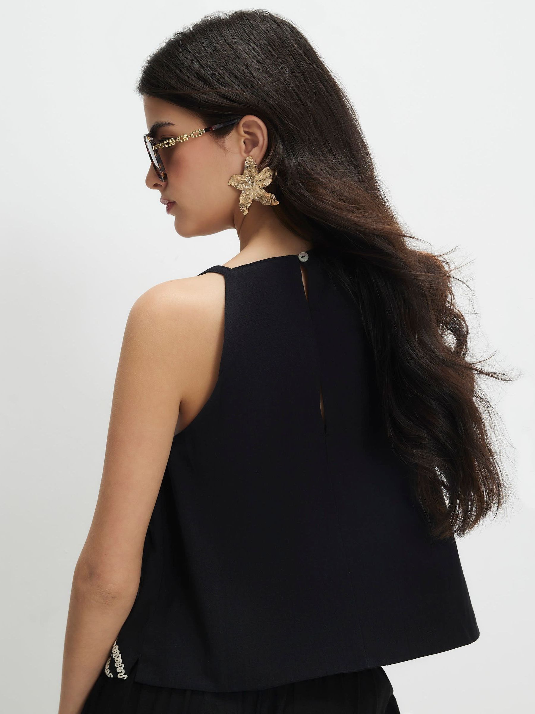 Buy River Island Black Petite Craft Stitch Embroidery Racer Tank