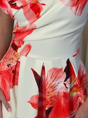 Girl In Mind White Betty Asymmetric Neckline Skater Midi Dress - Image 6 of 6