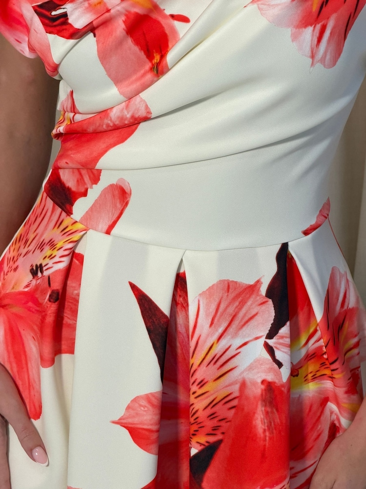 Girl In Mind White Betty Asymmetric Neckline Skater Midi Dress - Image 6 of 6 Girl In Mind White Betty Asymmetric Neckline Skater Midi Dress - Image 6 of 6