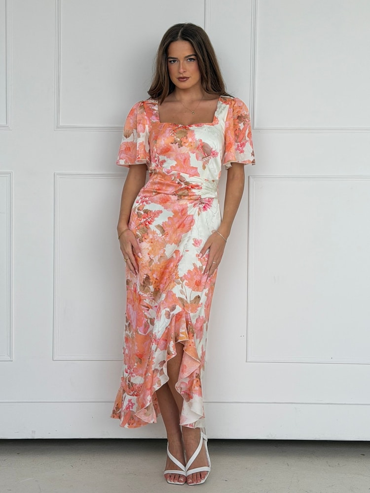 Girl In Mind Heidi Floral Print Ruched Midi Dress - Bild 1 von 5