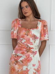 Girl In Mind Heidi Floral Print Ruched Midi Dress - Bild 3 von 5