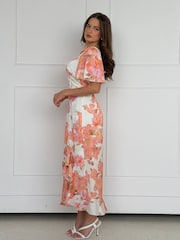 Girl In Mind Heidi Floral Print Ruched Midi Dress - Bild 4 von 5