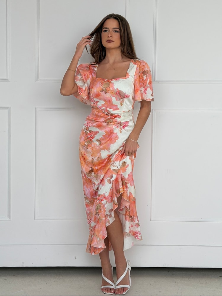 Girl In Mind Heidi Floral Print Ruched Midi Dress - Bild 5 von 5