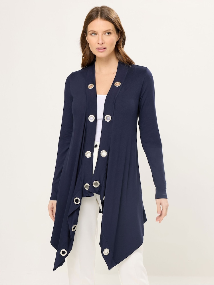 Star by Julien MacDonald Blue Eyelet Cardigan - Image 1 of 5 Star by Julien MacDonald Blue Eyelet Cardigan - Image 1 of 5