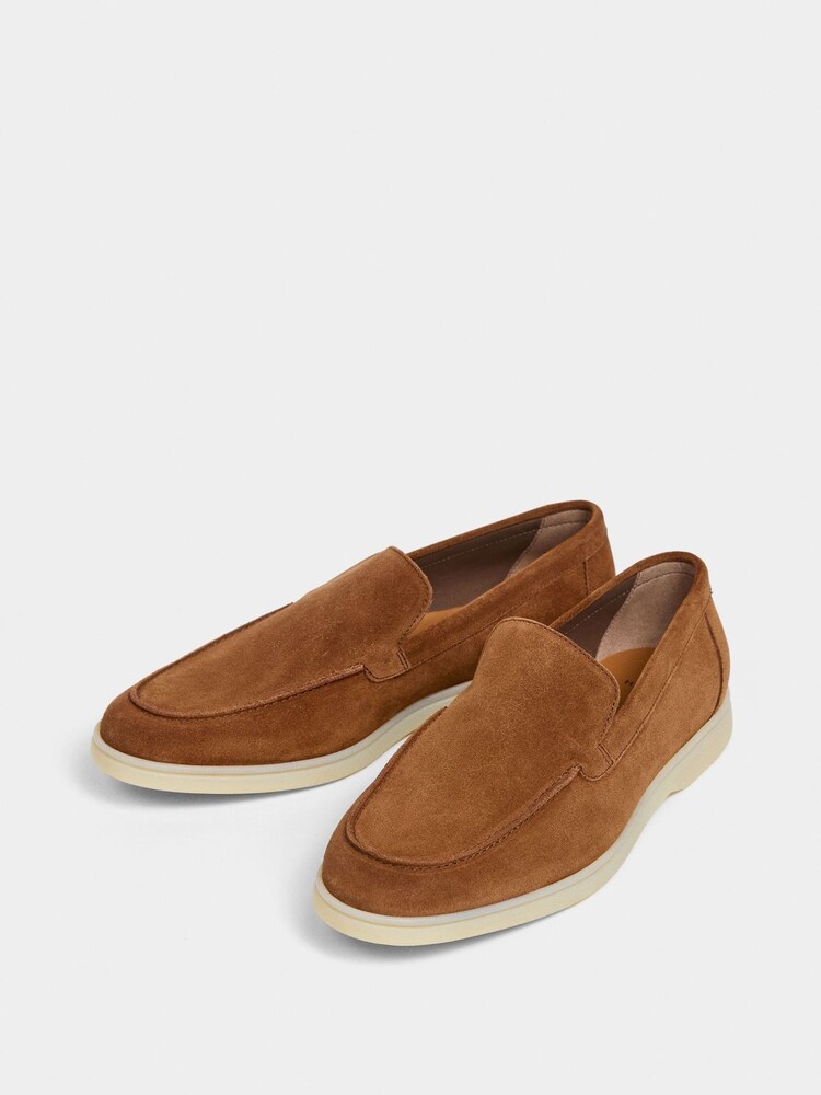 Hackett Men\'s Suede Penny Loafers in Chestnut Brown Buy Hackett Brown Suede Martin Plain Suede Loafer Shoes from  main image 2