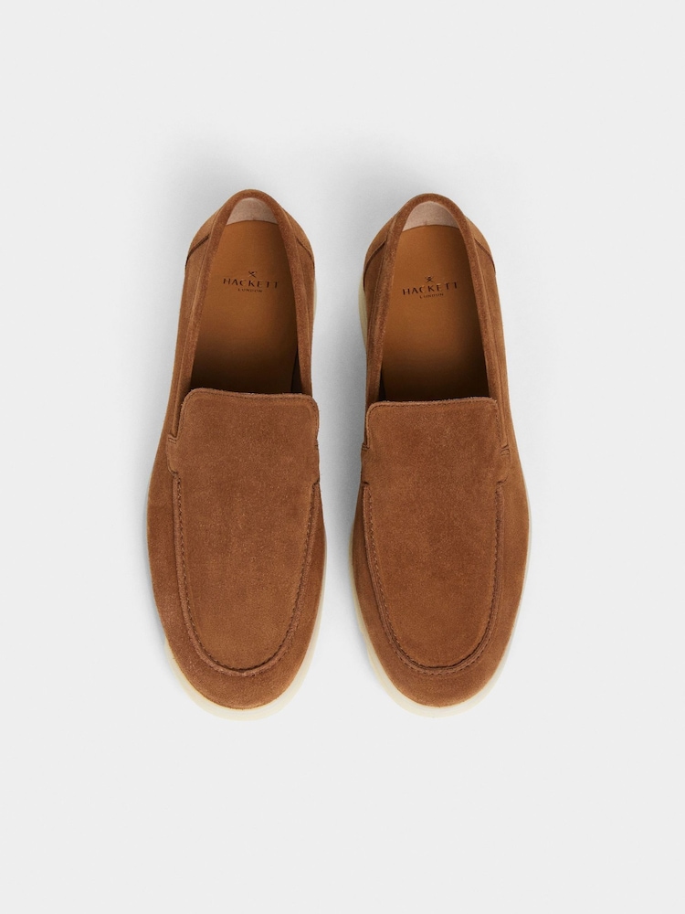 Buy Hackett Brown Suede Martin Plain Suede Loafer Shoes from  display picture 3