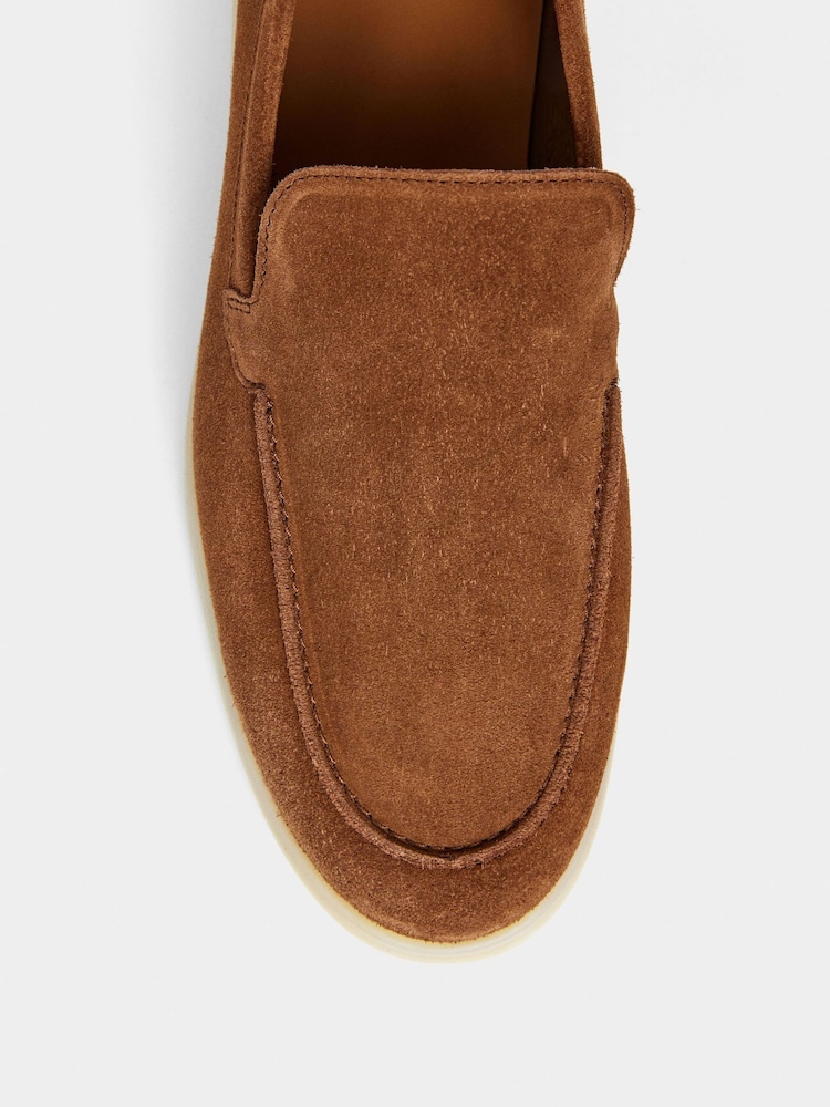 Hackett Men\'s Suede Penny Loafers in Chestnut Brown Buy Hackett Brown Suede Martin Plain Suede Loafer Shoes from  main image 3
