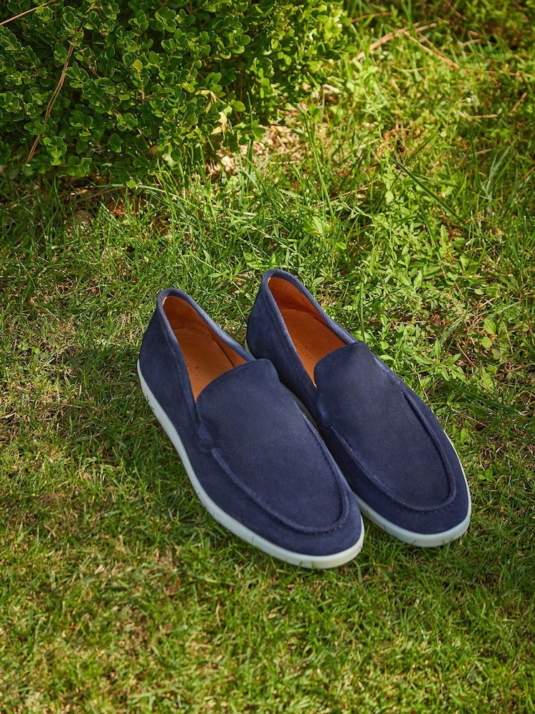 Hackett Blue Martin Plain Suede Loafer Shoes - Image 1 of 7